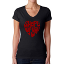 Black X-Small Women's Word Art V-Neck T-Shirt - Shape of You