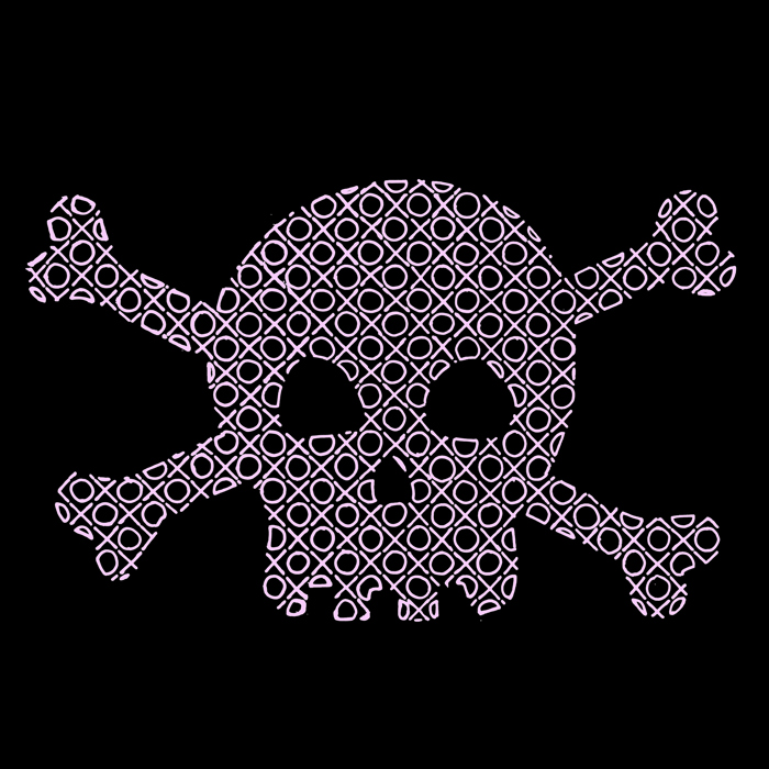 Women's Word Art V-Neck T-Shirt - XOXO Skull