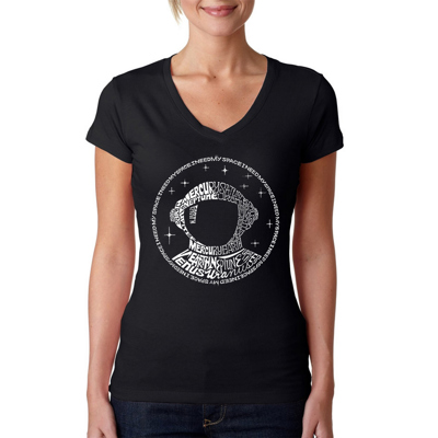 Women's Word Art V-Neck T-Shirt - I Need My Space Astronaut
