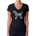  Women's Word Art V-Neck T-Shirt - Dog Paw Prints