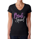 Black Small Women's Word Art V-Neck T-Shirt - Bride Squad
