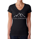 Black XXL Women's Word Art V-Neck T-Shirt - Colorado Ski Towns