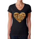  Thanksgiving Heart - Women's Word Art V-Neck T-Shirt