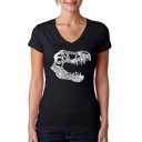Black XL Women's Word Art V-Neck T-Shirt - TREX