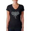 Black XXL Women's Word Art V-Neck T-Shirt - Tusks