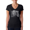 Black Large Women's Word Art V-Neck T-Shirt - Mark Twain