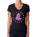 Black XL Cowgirl Boots - Women's Word Art V-Neck T-Shirt