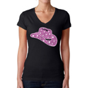 Black Medium Cowgirl Hat - Women's Word Art V-Neck T-Shirt