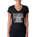 Black XXL Women's Word Art V-Neck T-Shirt - Zen Buddha