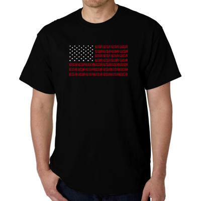 Mens Word Art T-shirt - USA Flag