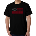 Black Large Men's Word Art T-shirt - USA Flag