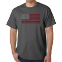 Gray Large Men's Word Art T-shirt - USA Flag