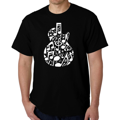 Music Notes Guitar - Mens Word Art T-Shirt