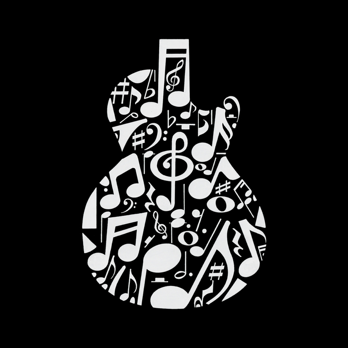 Music Notes Guitar - Men's Word Art T-Shirt