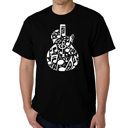 Black XXXXL Music Notes Guitar - Men's Word Art T-Shirt