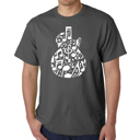 Gray XL Music Notes Guitar - Men's Word Art T-Shirt