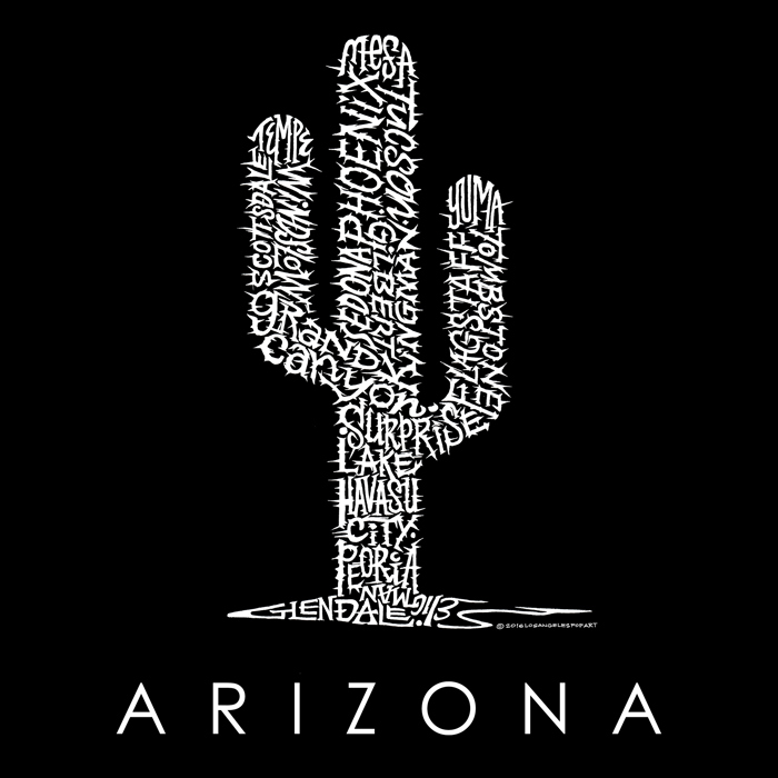 Men's Word Art T-shirt - Arizona Cities