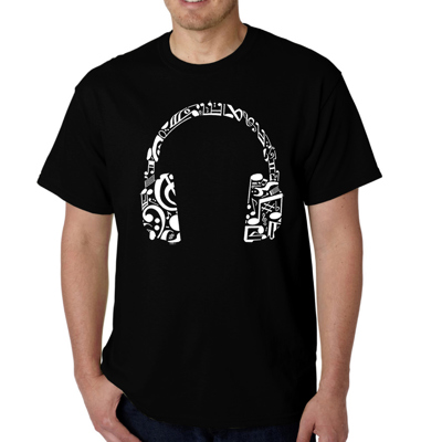 Mens Word Art T-shirt - Music Note Headphones