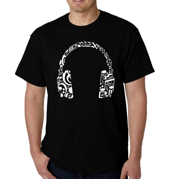 Men's Word Art T-shirt - Music Note Headphones