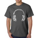 Gray Small Men's Word Art T-shirt - Music Note Headphones