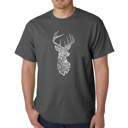Gray XL Men's Word Art T-shirt - Types of Deer