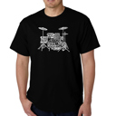 Black Small Men's Word Art T-shirt - Drums