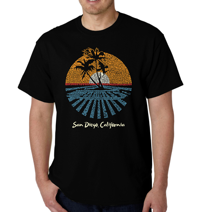 Men's Word Art T-shirt - Cities In San Diego