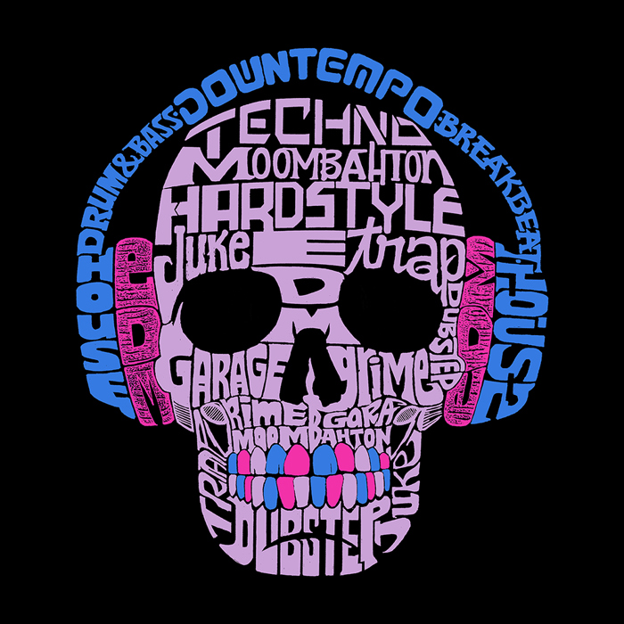 Mens Word Art T-shirt - Styles of EDM Music