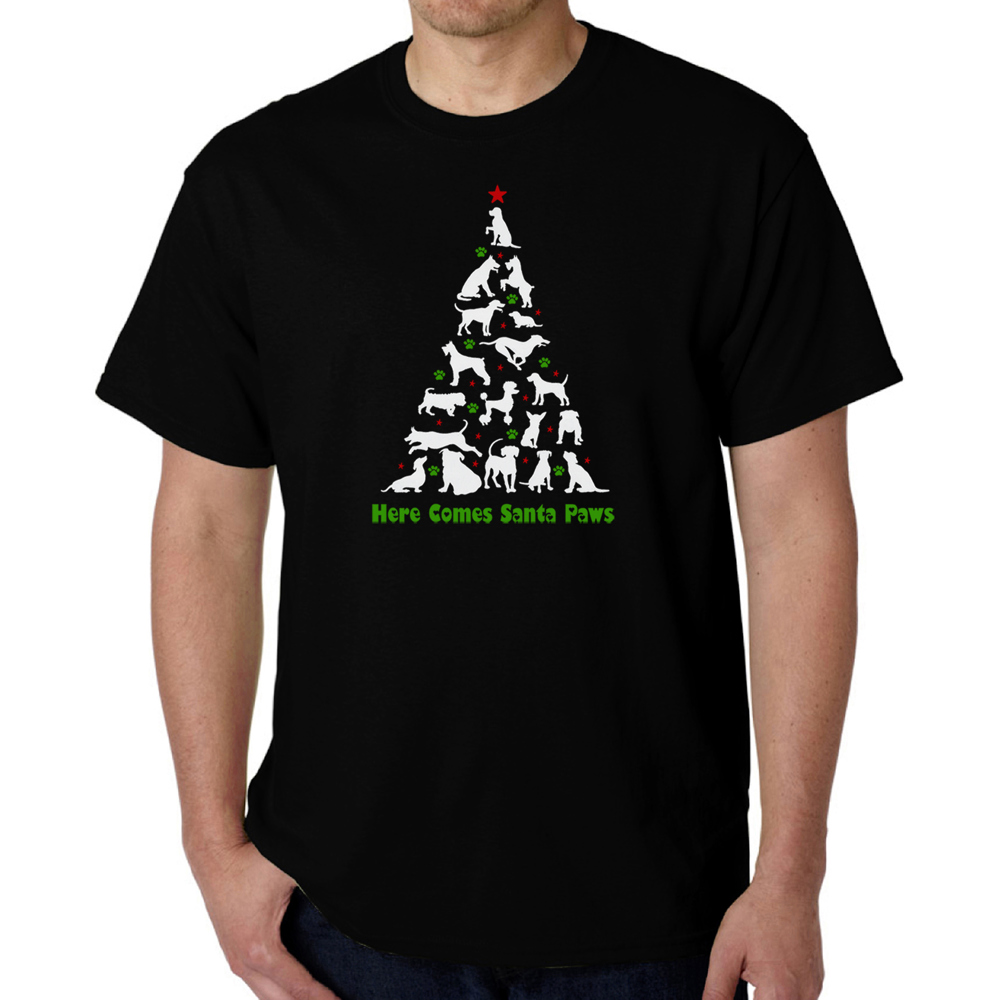 Here Comes Santa Paws - Men's Word Art T-Shirt