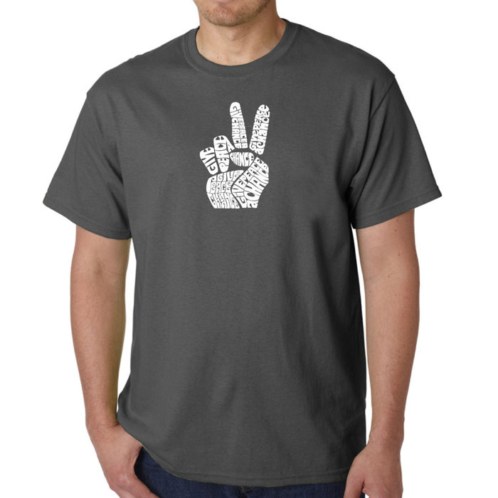 Men's Word Art T-shirt - PEACE FINGERS
