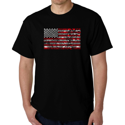 Mens Word Art T-shirt - Fireworks American Flag