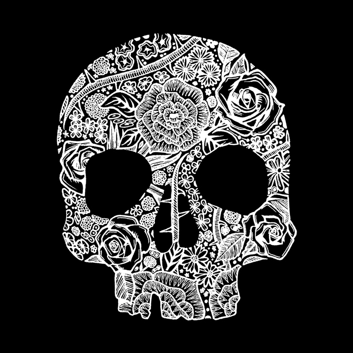 Men's Word Art T-shirt - Flower Skull