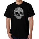 Black Small Men's Word Art T-shirt - Flower Skull
