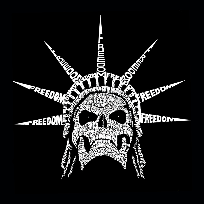 Men's Word Art T-shirt - Freedom Skull
