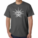 Gray Large Men's Word Art T-shirt - Freedom Skull