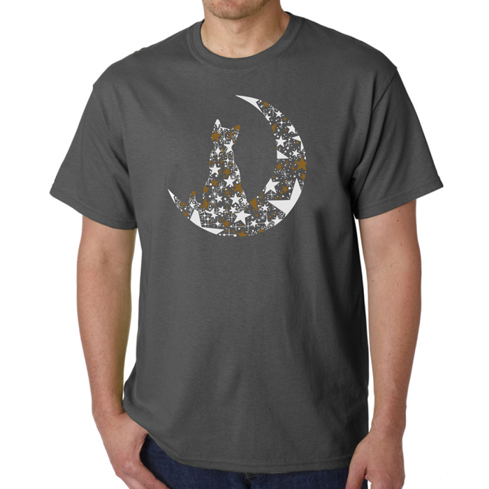 Cat Sitting On Moon - Mens Word Art T-Shirt