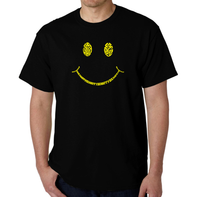 Men's Word Art T-shirt - Be Happy Smiley Face