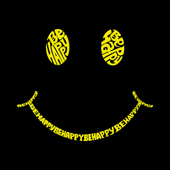 Men's Word Art T-shirt - Be Happy Smiley Face