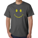Gray Small Men's Word Art T-shirt - Be Happy Smiley Face