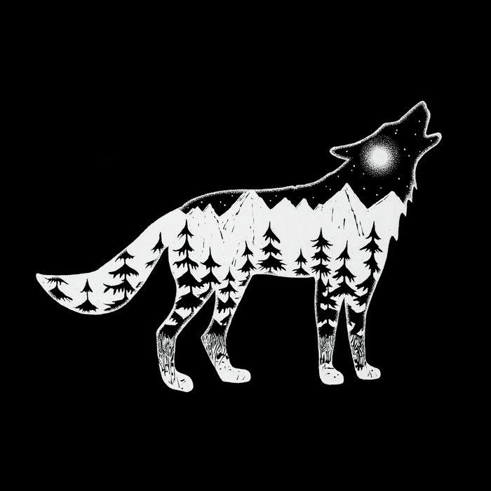 Men's Word Art T-shirt - Howling Wolf