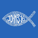  Mens Word Art T-shirt - John 3:16 Fish Symbol