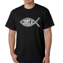 Black XXXL Mens Word Art T-shirt - John 3:16 Fish Symbol