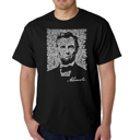 Black XL Mens Word Art T-shirt - ABRAHAM LINCOLN - GETTYSBURG ADDRESS