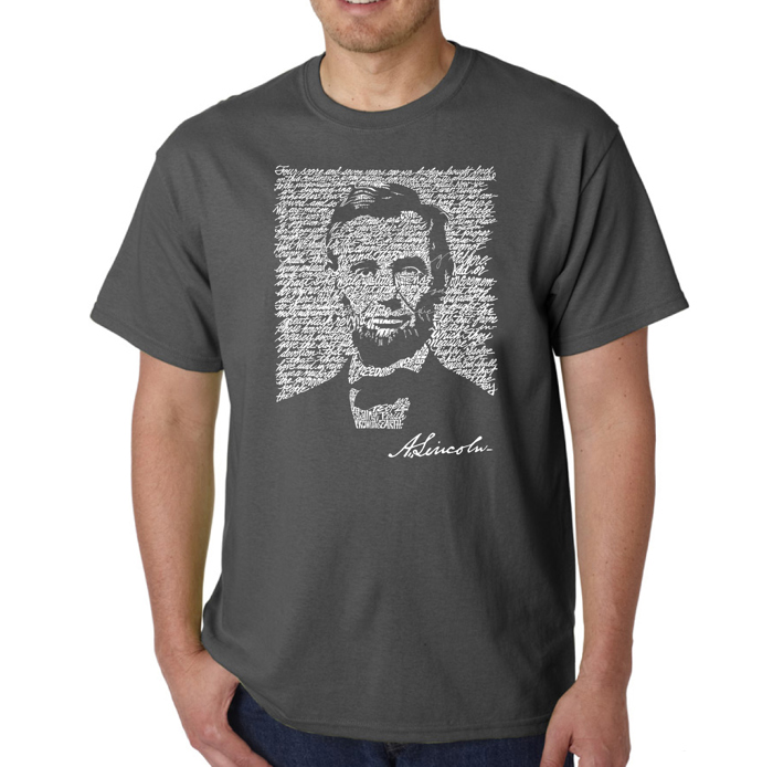 Mens Word Art T-shirt - ABRAHAM LINCOLN - GETTYSBURG ADDRESS