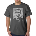 Gray Large Mens Word Art T-shirt - ABRAHAM LINCOLN - GETTYSBURG ADDRESS