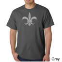 Gray Medium Men's Word Art T-shirt - FLEUR DE LIS - POPULAR LOUISIANA CITIES