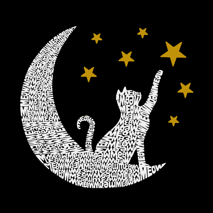 Cat Moon - Mens Word Art T-Shirt