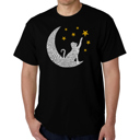 Black XXL Cat Moon - Mens Word Art T-Shirt