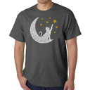 Gray XXXXL Cat Moon - Mens Word Art T-Shirt