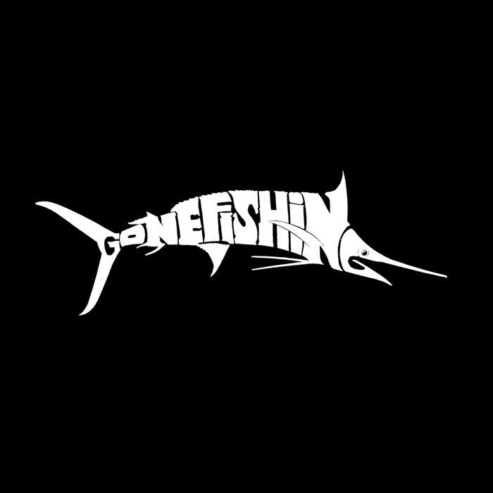 Mens Word Art T-shirt - Marlin - Gone Fishing